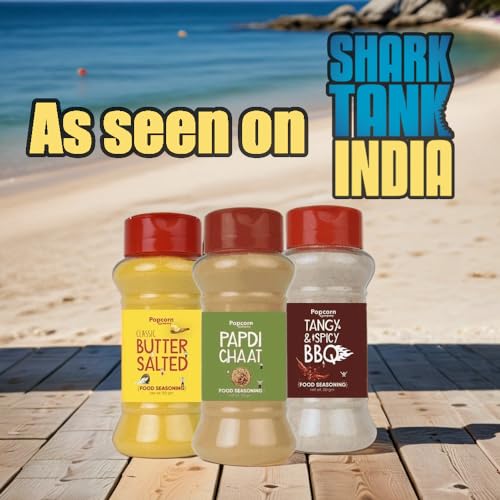 Image of Classic Butter Salted, Papdi Chaat & Tangy & Spicy Instant Seasoning Mix Combo Pack of 3 - Unique Blend of Spices and Herbs for carbs - 200gm By Popcorn & Company