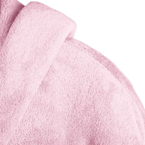 Gräfenstayn® Damen & Herren Kuschelfleece Bademantel mit Kapuze Größe S-XXXL Öko-Tex Standard 100 Flanell Fleece (S, Rosa)