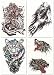 DaLin 4 Sheets Temporary Tattoos for Men Women, War Lion, Wolf, Tiger