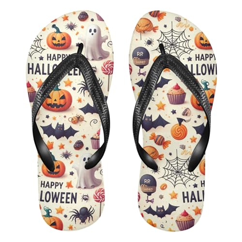 Burbuja Halloween Themed Elements Flip Flops for Women Men, Soft Thong Sandals Rubber Slippers for Pool Beach Essentials