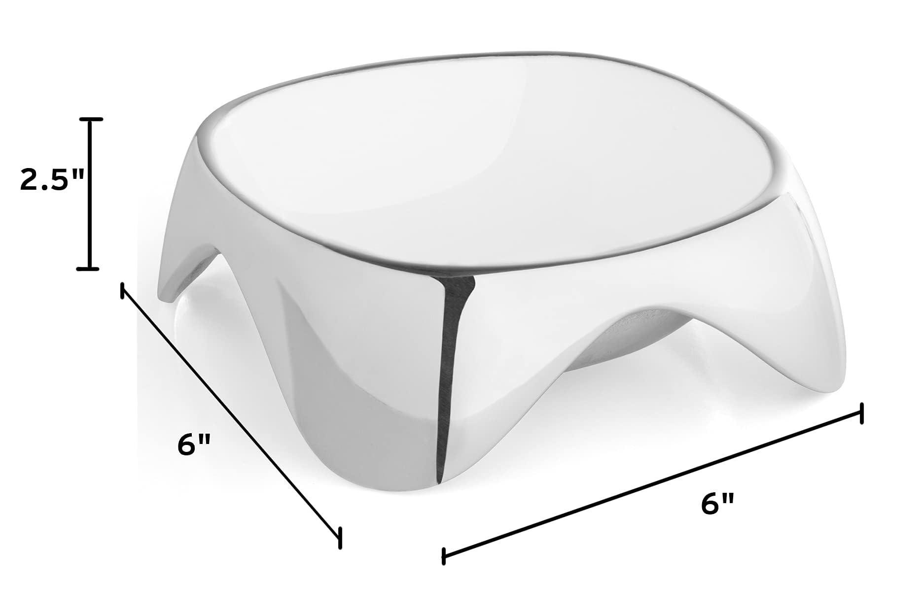 Nambe - Kolekcja dla zwierząt domowych, średnia, kwadratowa, emaliowana miska dla zwierząt domowych z antypoślizgowymi uchwytami, 15 x 6,3 cm, miska wykonana ze stopu Nambe
