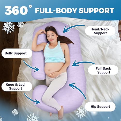 Image of Pregnancy Pillows for Sleeping - 57-Inch Maternity Pillow for Pregnant Women with Removable Washable Cover - Support for Back, Belly, Neck, Legs, & Hips - V C U Shaped Full Body Pillow