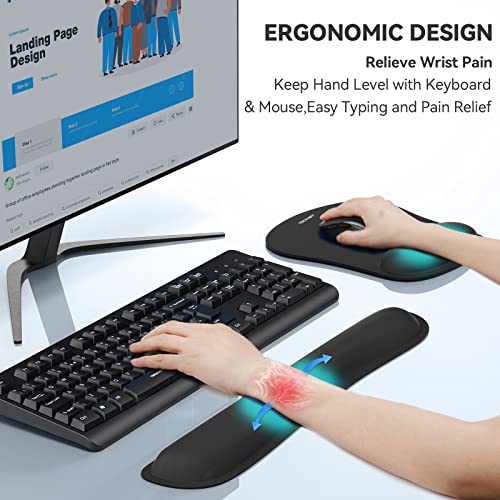 Tecknet G107 Keyboard Wrist Rest And Mouse Pad With Wrist Support, Memory Foam Set For Computer/Laptop/Mac thumb #1