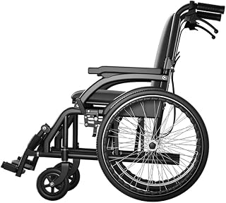 Aluminum Alloy Folding Wheelchair, All-Terrain Lightweight Sports Wheelchair, Adult Transport Wheelchair with Handbrake and Adjustable Pedals,C