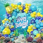 160pcs Cartoon Sponge Balloons Garland Arch Kit, Birthday Decorations Yellow Blue Clear Metallic Blue Teal Balloons and Pineapple Balloon Arch for Cartoon Birthday Baby Shower Party Decor - Image 4