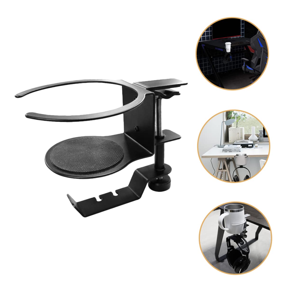 Multifunktions Becherhalter mit Drehhaken aus Metall, Schwarz