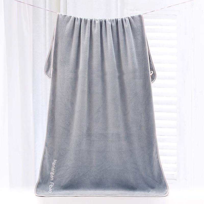 Image of Fezora Microfiber Bath Towel for Men & Women - Large Size 70x140 cm, 400 GSM, Ultra Soft, Quick Dry, Lightweight & Super Absorbent Towel for Bathroom, Gym, Spa, Travel & Swimming (Grey)