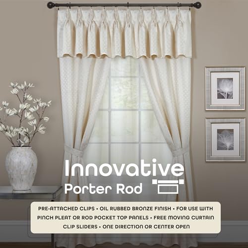 Image of Innovative Porter Traverse Window Curtain Rod - 1 inch Rod Diameter Fits Windows Size 36 inch - 66 inch - Stainless Steel Heavy Duty Drapery Rods for Bedroom, Living Room, Kitchen & Bathroom