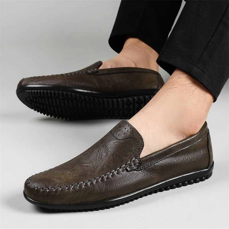 Men's Soft Genuine Leather Loafers & Slip Ons Casual Flats Breathable Lightweight Driving Dress Shoe Business Walking Moccasin Boat2
