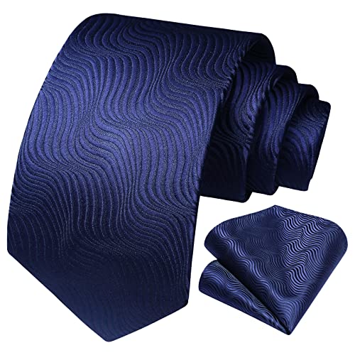 Image of HISDERN Ties for Men Solid Houndstooth Neckties Handkerchief Formal Business Tie & Pocket Square Set Wedding Party