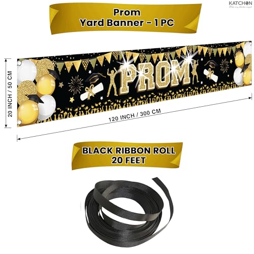 Image of KatchOn Prom Banner 120x20 Inch, Graduation Decorations 2026, Black and Gold Graduation Yard Banner for Outdoor Grad Decorations 2026, 2026 Graduation Banner, Prom Decorations 2026 Black and Gold Graduation Yard Banner for Outdoor Grad Decorations 2026, 2026 Graduation Banner, Prom Decorations 2026