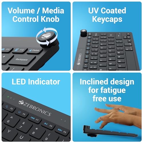 ZEBRONICS KEYPAD X1 Wireless Bluetooth Keyboard, Scissor Switches, 2.4GHz & Dual BT for (Mac | Android | Windows), Volume/Media Control Knob,... - Image 6