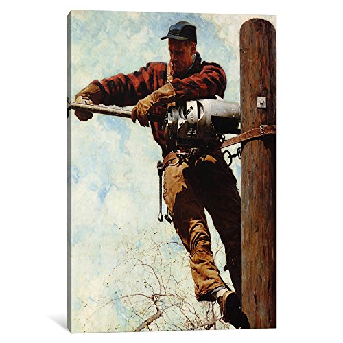 iCanvasART 1 Piece The Lineman Canvas Print by Norman Rockwell, 1.5 by 18 by 26-Inch