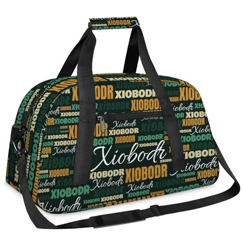 Personalized Cute Duffle Bag - Custom Name Kids Sports Bag, Sleepover Bags for Girls, Lightweight Toddler Boys Overnight Bag for Weekender Travel Cheer Dance Ball Game, Black Brown Green2