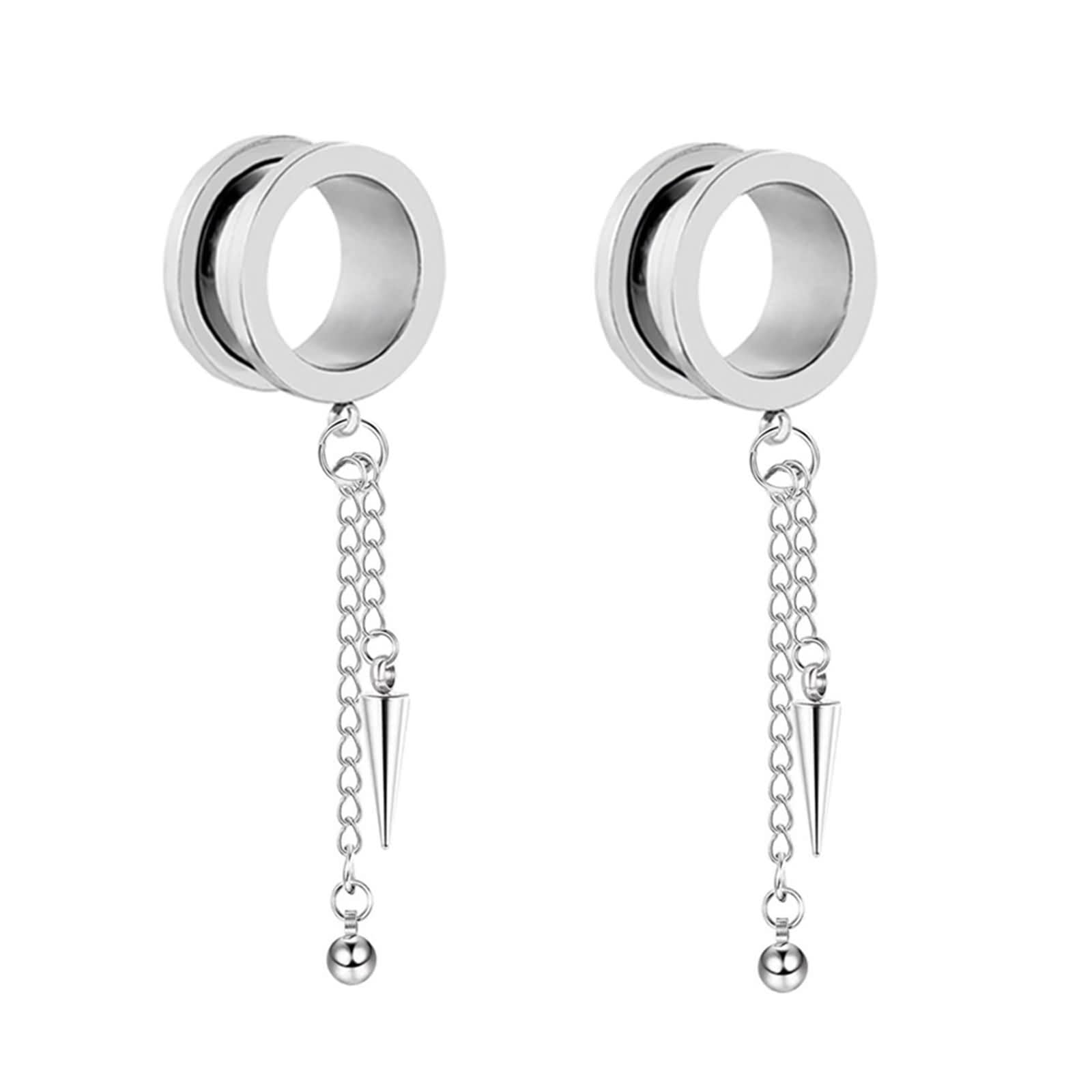 Daesar Ohr Tunnel Set, Plugs 6-25MM Edelstahl Hängend Kegel mit Schraubverschluss Ohrringe Piercing Tunnel Plug