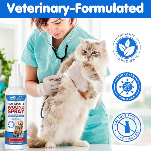 CiAIplw Haustier Wundspray, Wundpflege für Hunde & Katzen, Regeneration der Haut bei Wunden, Entzündungen und Irritationen, Narben- und Wundspray gegen Juckreiz & Kratzen, 120ML