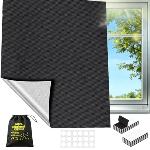 Store Occultant sans Percage, 100x145cm Store occultant 100% occultant pour fenêtre, Store Occultant Fenetre Tissu Occultant avec Bande Velcro...