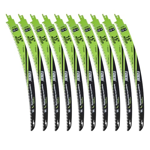 Image of 15 inch Japanese Teeth Reciprocating Saw Blades Wood Pruning - FACHLICH 10pcs Curved Edge 6TPI for Tree Trimming, Wood /PVC Pipe Cutting, Cr-V Sabre Blades Better Wear Resistance