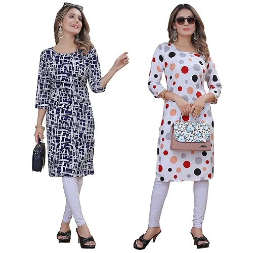 Image of Women's Multicolor Crepe Kurta||Pack of 2 Kurta||Kurta for Women