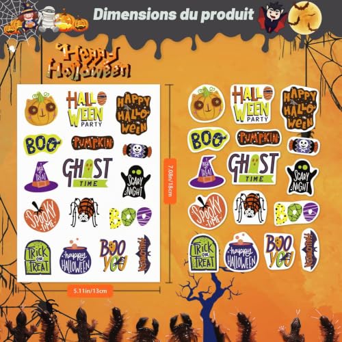 Fyvadio Autocollants d'Halloween, 290pcs Autocollants d'Halloween pour les enfants, Autocollants en vrac pour les enfants Petits autocollants mignons pour les sacs de friandises, sacs de goodies – vue 2