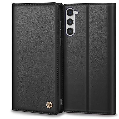 Handyhülle für Samsung Galaxy S23 Hülle Mit Schutzfolie Premium Leder Schutzhülle für Samsung S23 Hülle [Kartenfach] [Magnet] [Stand] Klapphülle Handyhülle Samsung Galaxy S23 Schwarz
