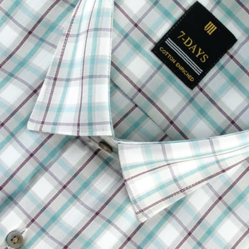 Image of 7-DAYS Men's Premium Checks Formal Shirt - Cotton Rich, Regular Fit, Full Sleeve, with Pocket, Wrinkle Resistant - Stylish Office & Everyday Wear.