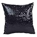 Suneast Brokatowe cekiny poszewka na poduszkę jednolity kolor dekoracyjna kwadratowa poszewka na poduszkę na sofę do domu sypialni dekoracja samochodu - 40 * 40 cm - czarna