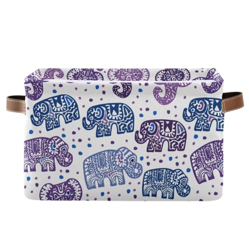 Genérico - Cesta plegable de elefante indio con asas, caja de almacenamiento cuadrada para guardar ropa, juguetes, almacenamiento de libros, 2 unidades