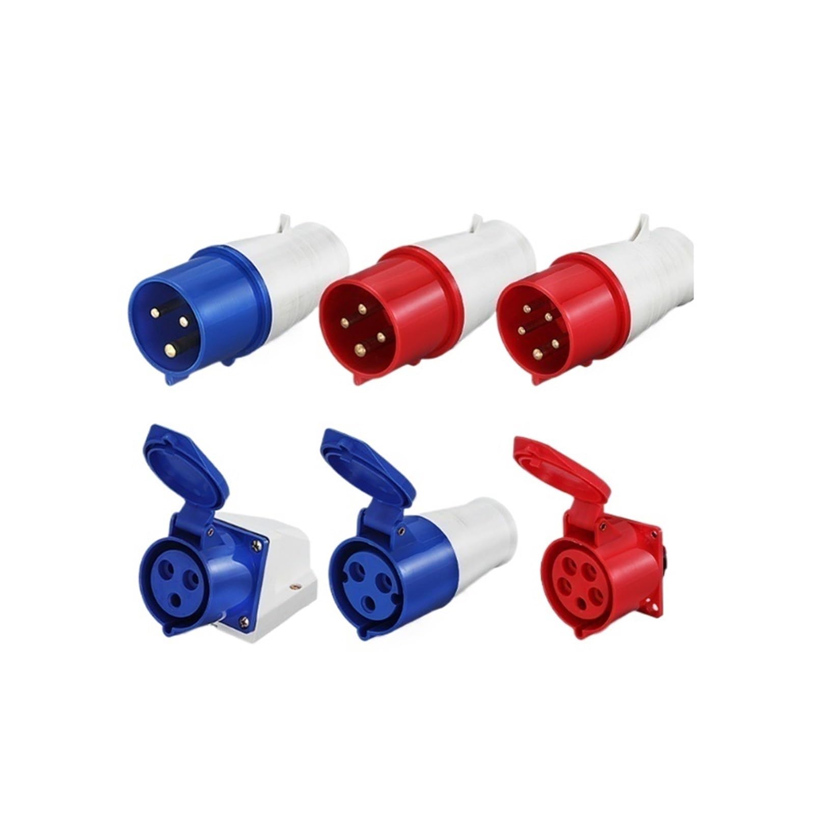 Conector industrial de aviación de 5 pines y 32A con toma de superficie trifásica