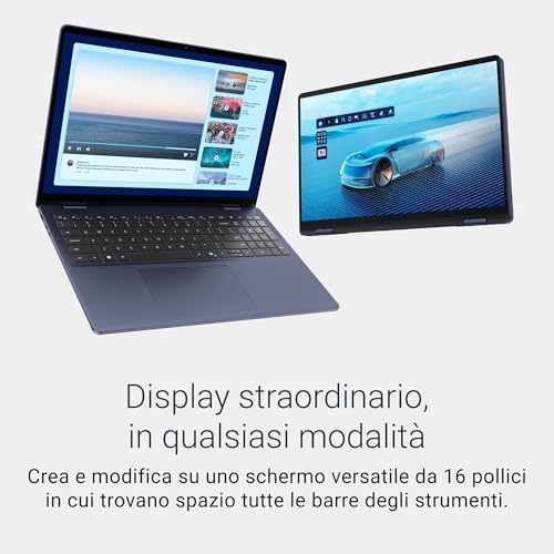 16 Plus 2-in-1 Copilot+ PC DB06250 16" 2.5K Mini-LED HDR600 Touchscree, Intel Core Ultra 7 Serie 2, Intel Arc, 16 GB RAM, 1 TB SSD, Windows 11 Home, Tastiera retroilluminata QWERTY, Blue - Notebook - Immagine 2