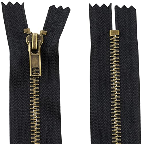 AERZETIX - C61407 - Cremallera no Separable 16cm en Metal - Cierre de Cremallera - Negro - Costura marroquinería Bolsa Ropa Pantalones mercería Tirador cursor