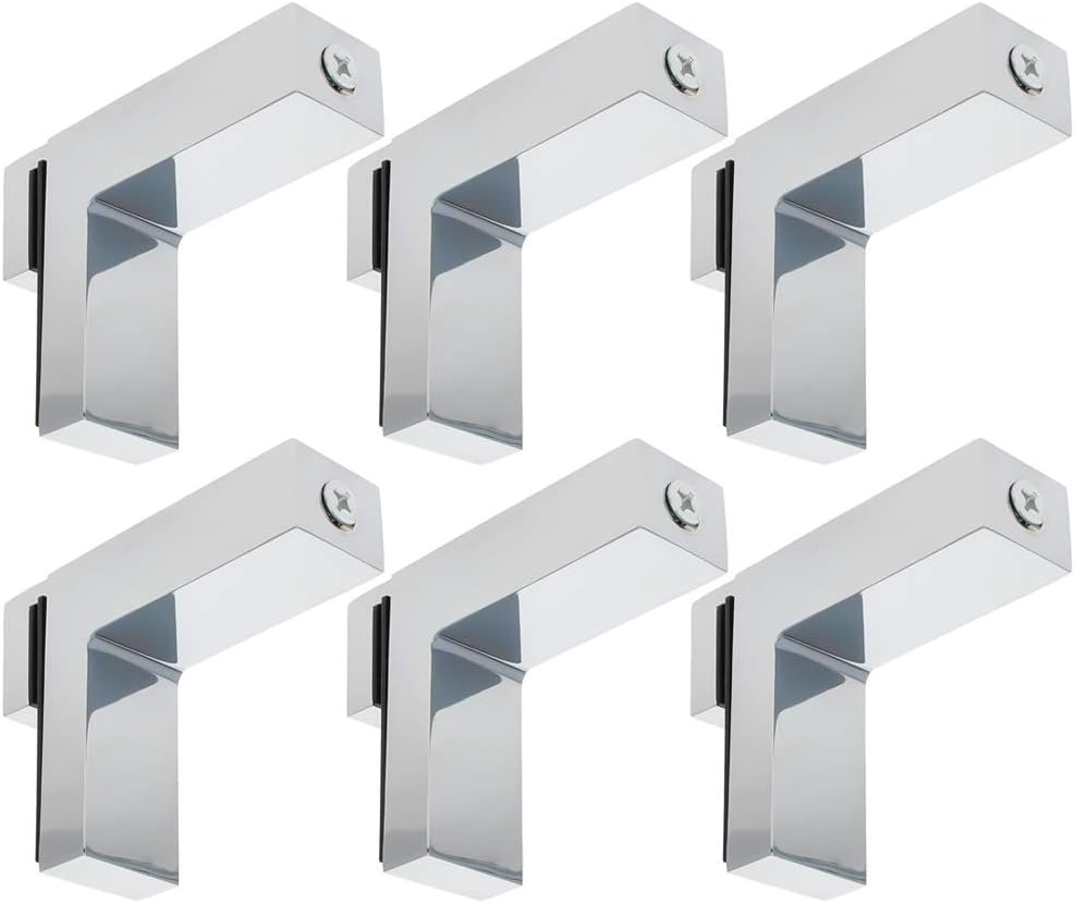 2pcs Adjustable Zinc Alloy Wood Glass Shelf Bracket Large Wall Mount Glass Support Clip Wood Holder Shelf Support Clamp Corner Brace for 0.12" - 1.10" Thickness Shelf Brass Tone