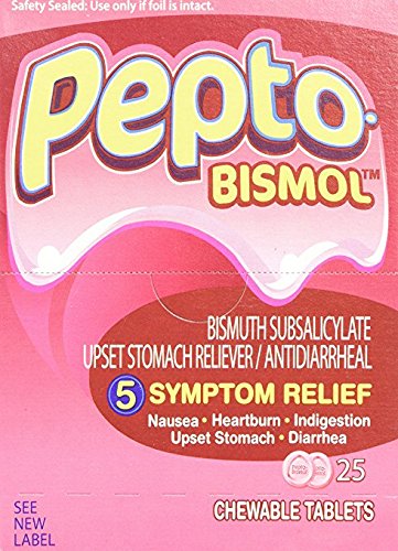 Pepto Bismol Individual Sealed 2 Tablets in a Packet (Box of 25 Packets) 4 Pack GHKM