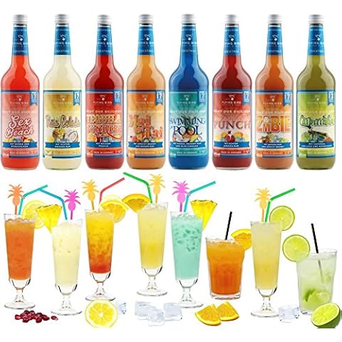 Cocktail Paket für 130 Cocktails | 8 Flaschen à 0,7l Bar Premix, Fertig Mix mit allen Zutaten für 130 Cocktails mit Alkohol | Einfach Saft auffüllen, fertig Cover