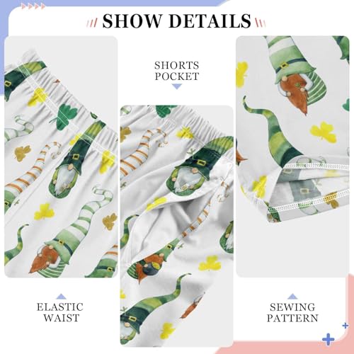 Happy St Patrick's Day Shamrock Gnome Boys Long Pants Soft Trousers Elastic Waist Kids Lounge Bottoms with Pockets S-XL4