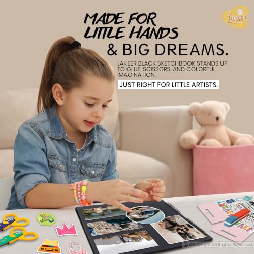 Image of Lakeer | 12x12 inch | Wiro Bound Sketchbook | 250 GSM Brown Paper Sheets | Acid Free | 25 Sheets | for Sketching, Drawing, Painting, Scrapbooking (Black)