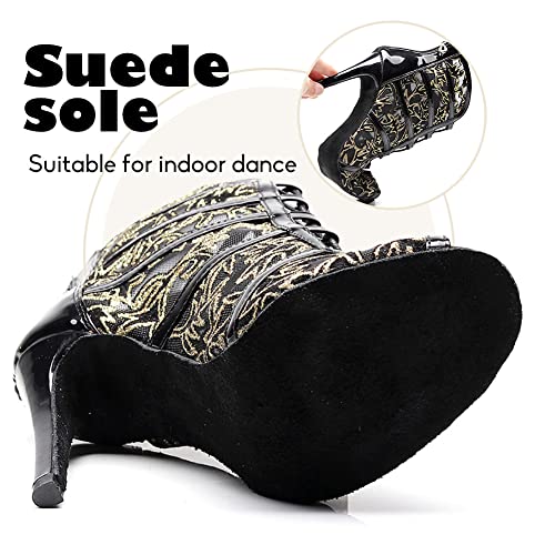 YKXLM Latin Dance Boots Salsa Bachata Performance Women Ballroom Lace-up Ankle Open Toe Dance Shoes4