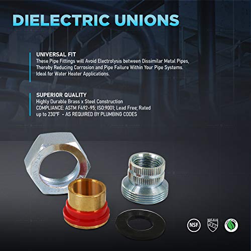 Image of Midline Valve EVGT0200-OM-5 Dielectric Union Pipe Fitting; 2 in. FIP x SWT ; Reduces Electrolysis; Brass x Stainless Steel (5 Pack)
