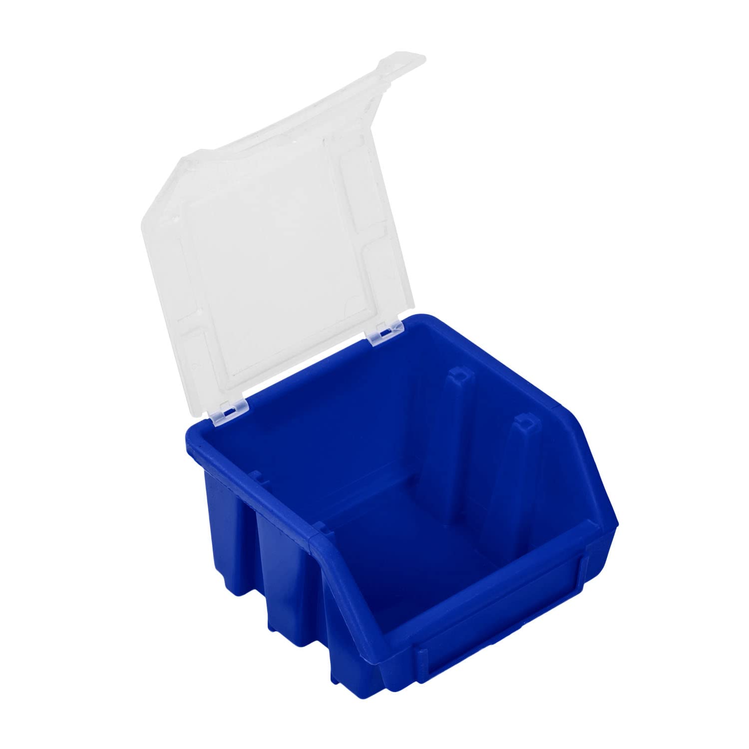 PAFEN Stapelboxen Set – 50x Stapelbox mit Deckel 115 x 75 x 118 mm – Sichtbox Stapelbox für Werkzeugwand Lagerbox, Blau