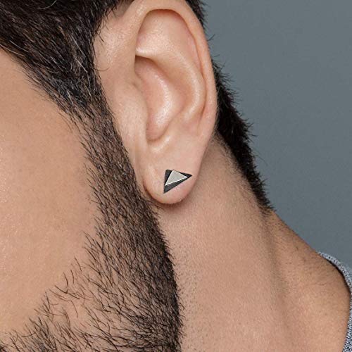 Sterling silver earring for men earring stud men stud earring triangle earring men gift for men jewelry boyfriend birthday gift men husband