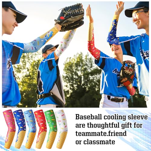 Image of Shyyween 6 Pair Arm Sleeve for Youth Kid Boy | Compression Baseball Drip Arm Sleeve, Cooling Arm Sleeve for Softball Football Basketball, UV Protection, Youth Sports Gift