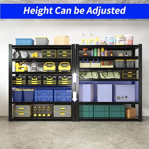 Heavy Load Storage Shelf, Garage Shelf, 6 Levels, Adjustable Height, 45 x 120 x 210 cm, Load up to 1000 kg, Metal Shelf for Basement, Garage, Warehouse, (Black) - Image 4