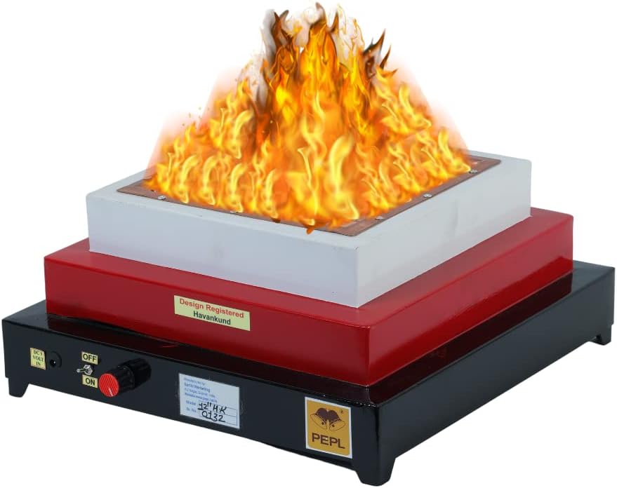 PEPL Mild Steel Bio flame Smokeless Havan Kund 12" Diagonal, Multicolour, Eco Friendly Pollution Free - Medium 12 Inch