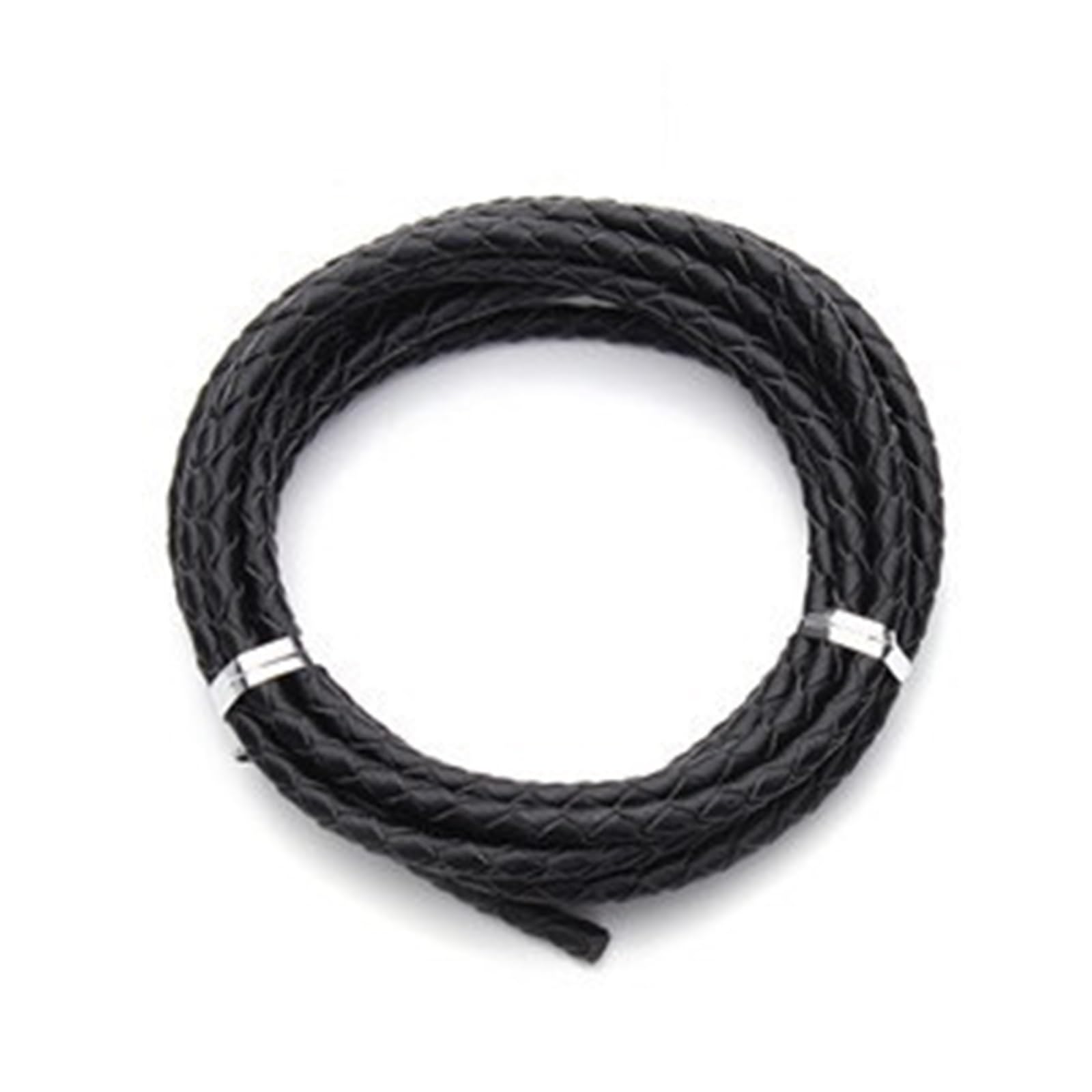 Leather Necklace Cord, Braided Leather Cords Multicolor 3-4mm 2m Per Lot For DIY Jewelry Making(Black,4mm)