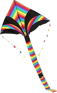 Long Tail Rainbow Kite with Kite String and Kite Reel,Easy to Fly Triangle Beginner Kite for Beach Trip,for Adults Kids-Colorful Kite Toy (Color : 100M LINE)