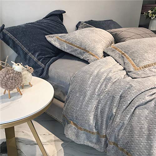 Parure de lit velours chaud gris cristal pour cocooning d'automne lit 1,5m