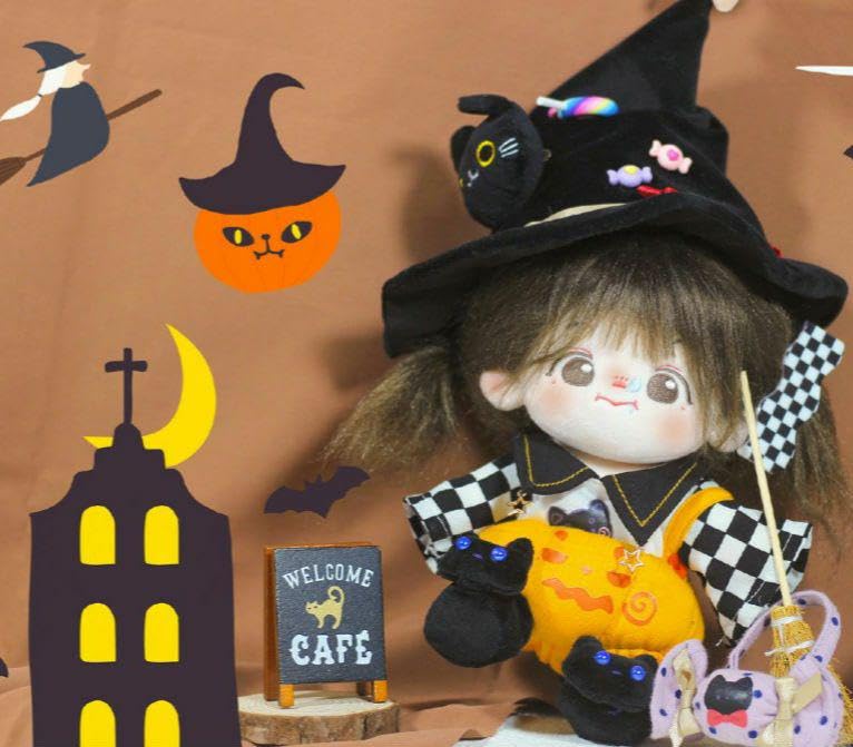 Amazon.co.jp: 20cm ぬいぐるみ 服 黒猫 帽子 ハロウィン 4点セット