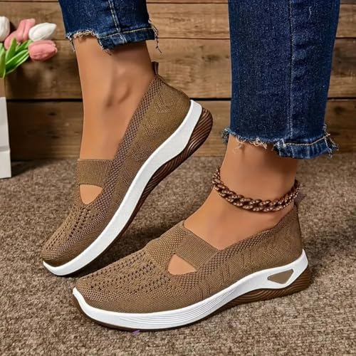Image of Orthopedic Walking Shoes for Women,2026 New Orthowalkway Womens Shoes,Woven Orthopedic Breathable Walking Sneaker Non-Slip Arch Support Slip on Shoes