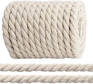 10mm x 36Feet Beige Macrame Cord, 3-Strand Cotton Rope, Craft Rope for Macrame Knitting, Wall Hangings Planters Hangers, DIY Crafts, Decorative Projects