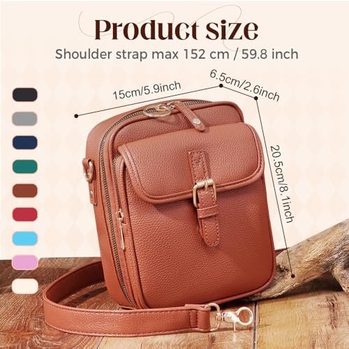 Crossbody Leather Bag, 2025 New Vintage Large Capacity Messenger Bag, Double Layer Leather Small Purse Crossbody Shoulder Bag2